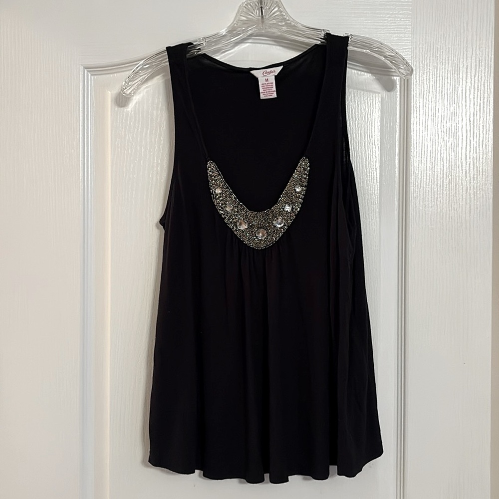 Candie's Black Embellished Sleeveless Tank Top